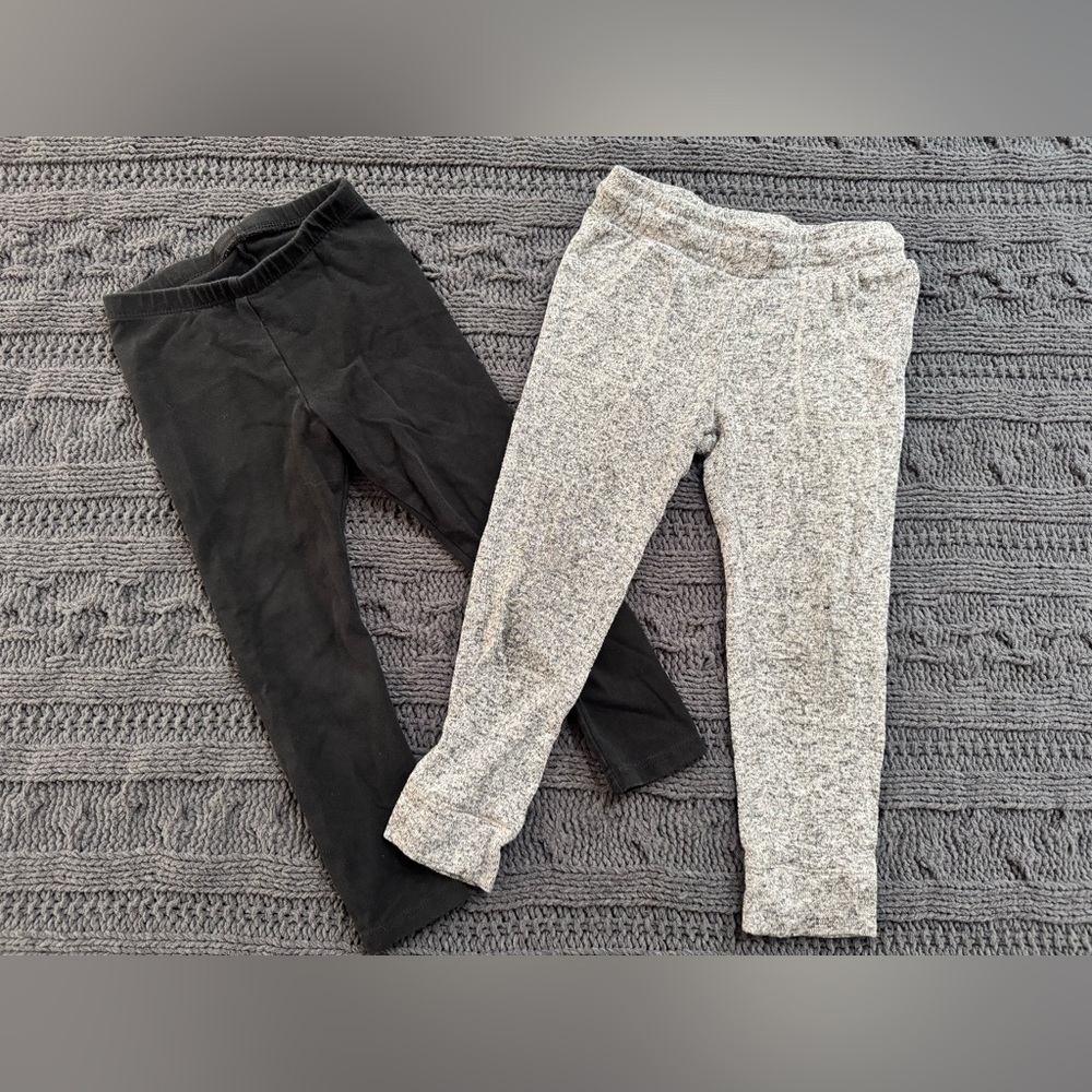 2 Pairs of Cat & Jack Black and Gray Kids Leggings Girls 3T